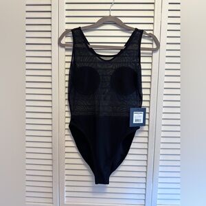 Norma Kamala Medium Black Sheer Bodysuit. PTP 17” length 27”